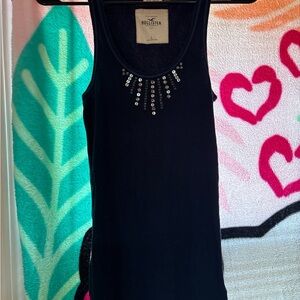 Vintage Hollister navy blue Tank Top with Embellishments